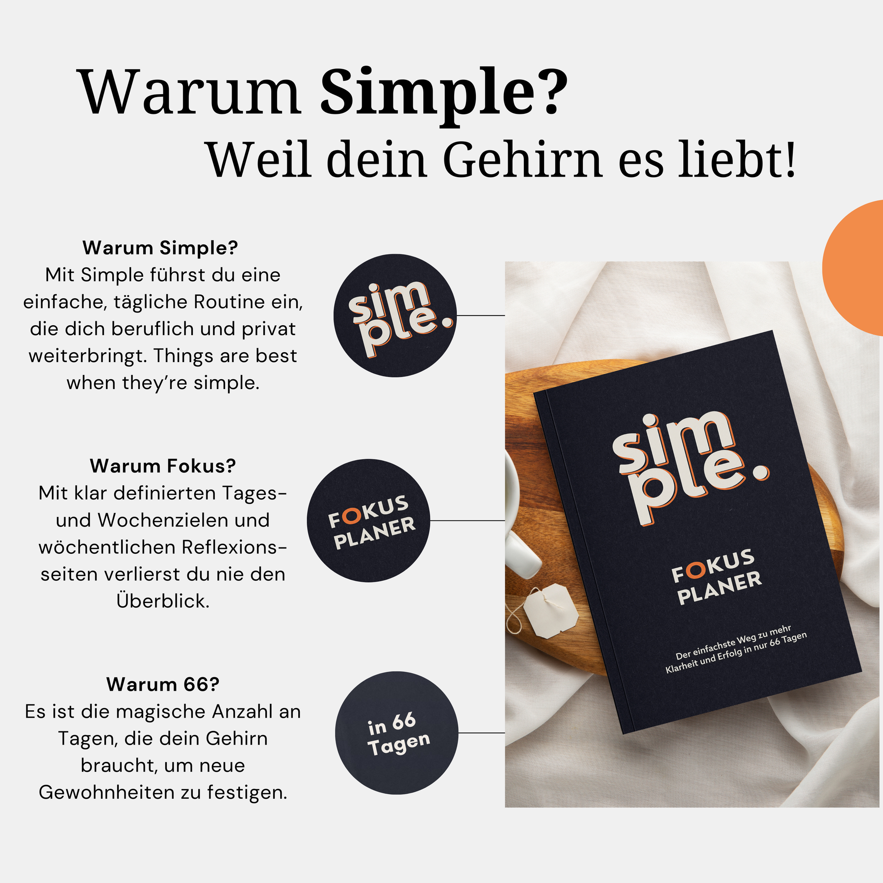 Simple - Dein Fokus-Planer: Mehr Klarheit, Struktur und Erfolg in 66 Tagen