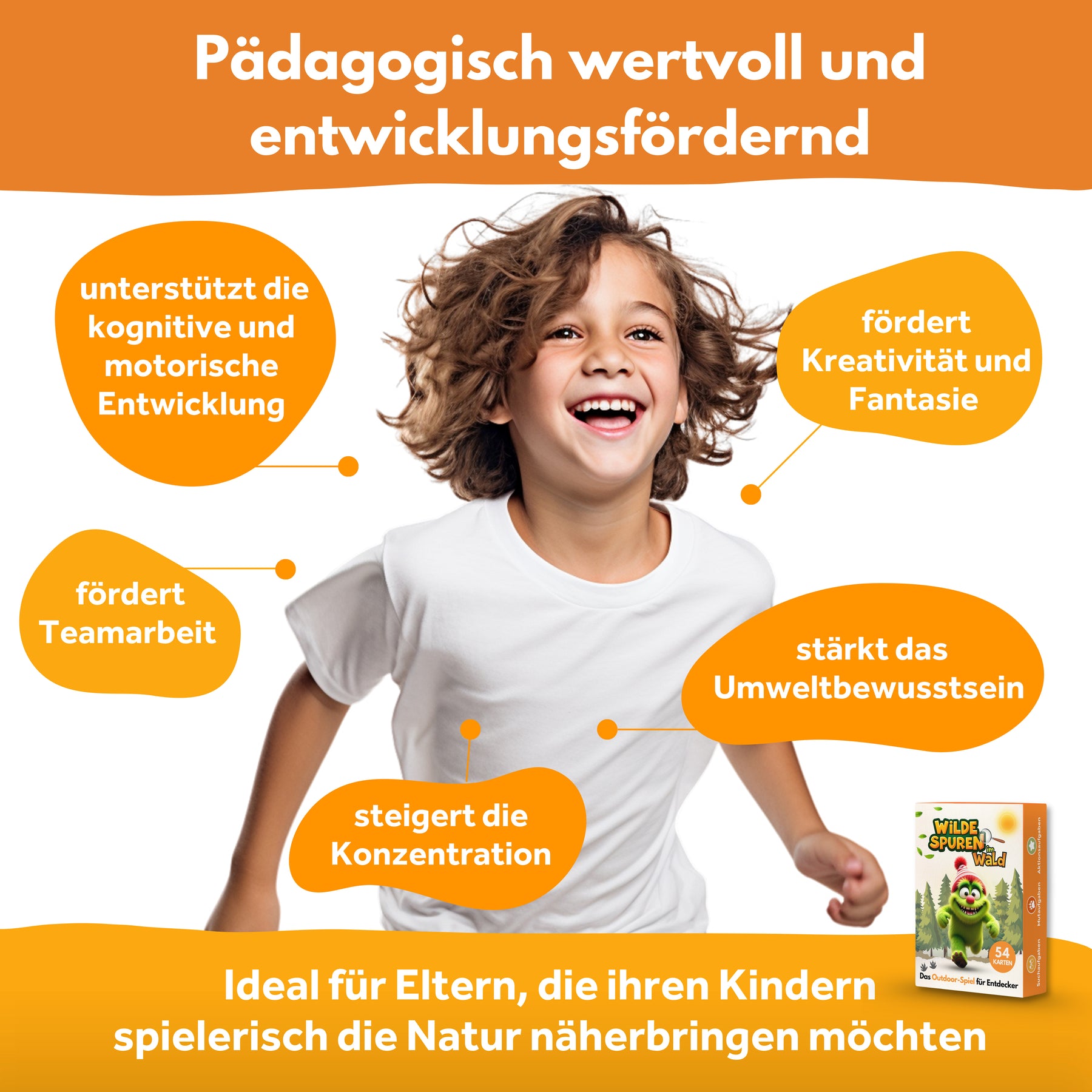 Wilde Spuren im Wald – Outdoor Suchspiel als Kartenspiel & Lernspiel für Kinder & Familien – Entdecke Natur, erlebe Abenteuer, löse Rätsel & finde Schätze bei jedem Spaziergang! Ab 5 Jahren