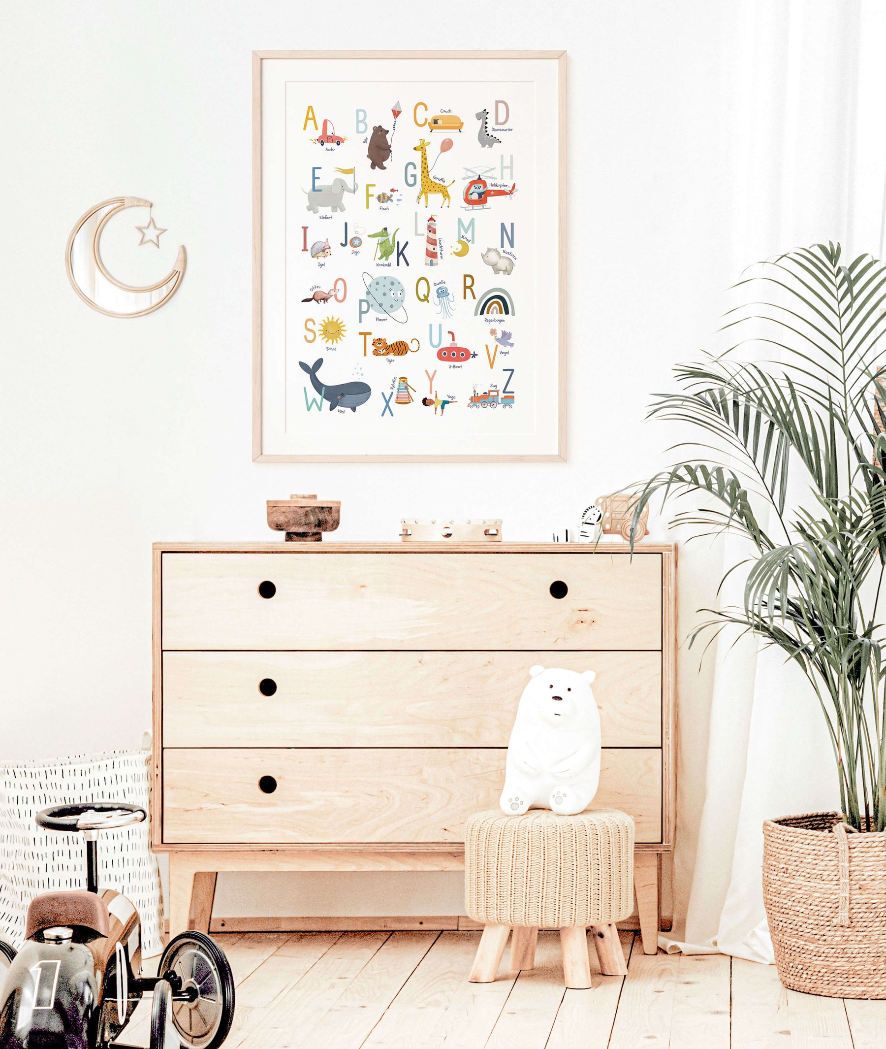 Alphabet-Poster mit süßen Motiven | ABC-Poster fürs Kinderzimmer | Lernposter in DIN B2 und A4 - auch toll als Geschenk