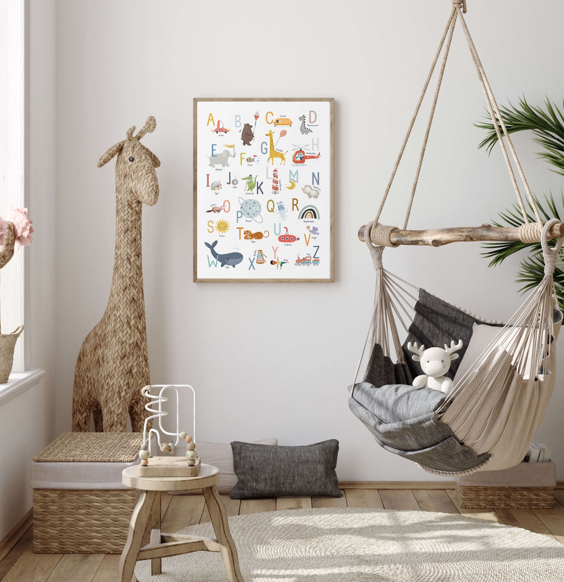 Alphabet-Poster mit süßen Motiven | ABC-Poster fürs Kinderzimmer | Lernposter in DIN B2 und A4 - auch toll als Geschenk