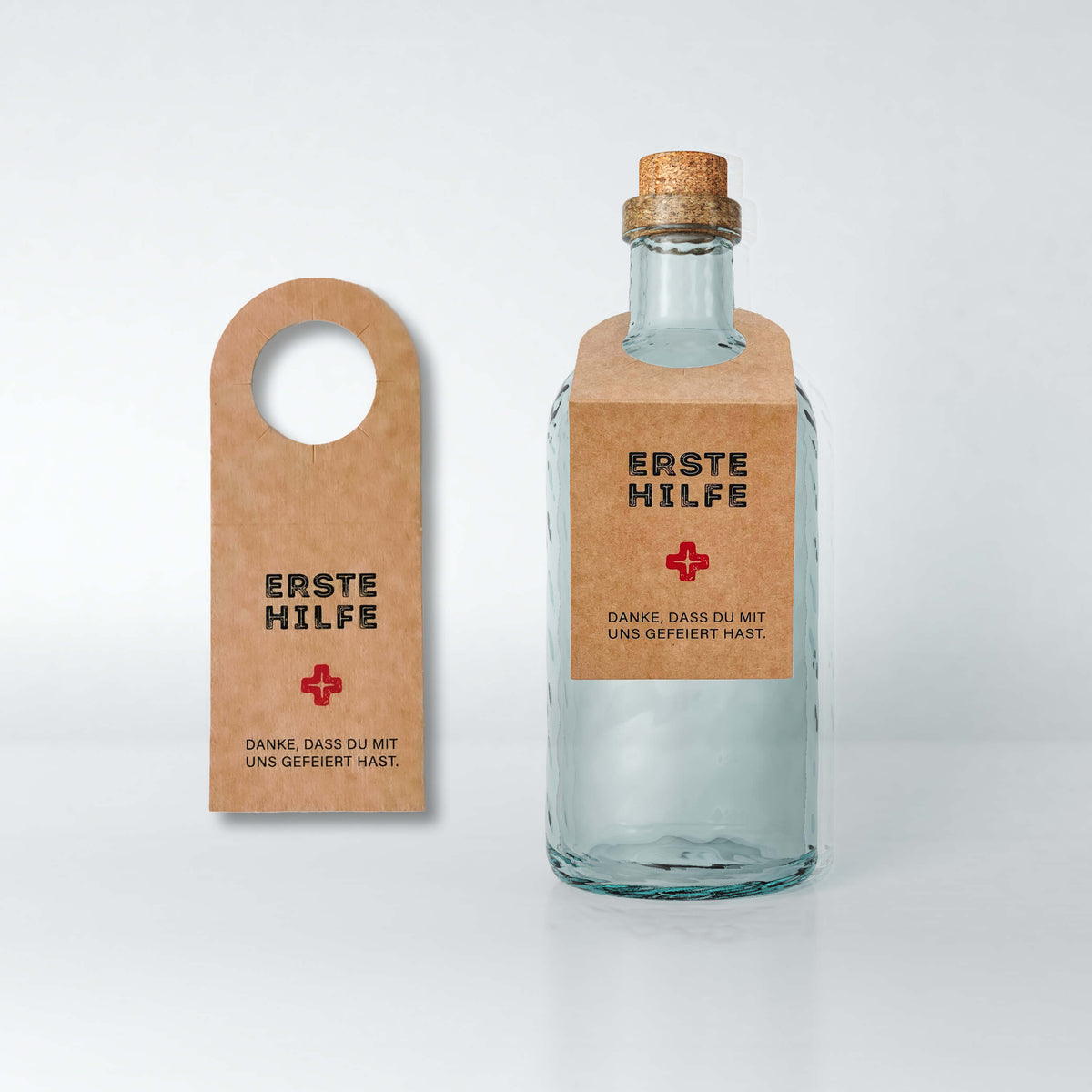 10 Erste Hilfe-Flaschenanhänger für den "Morgen danach" aus festem Kraftpapierkarton