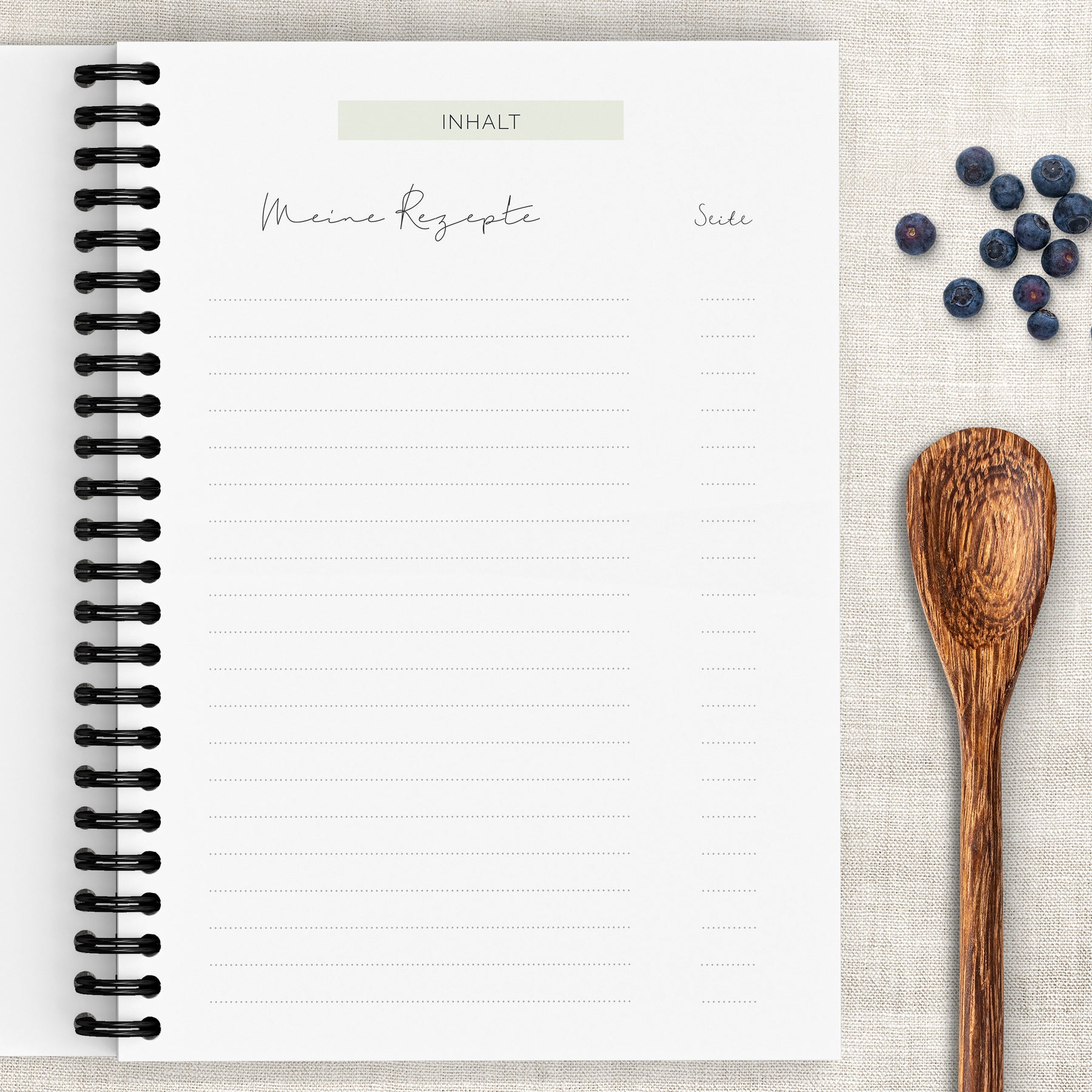 Rezeptbuch A5 für die eigene Rezeptsammlung, Farbe Salbei