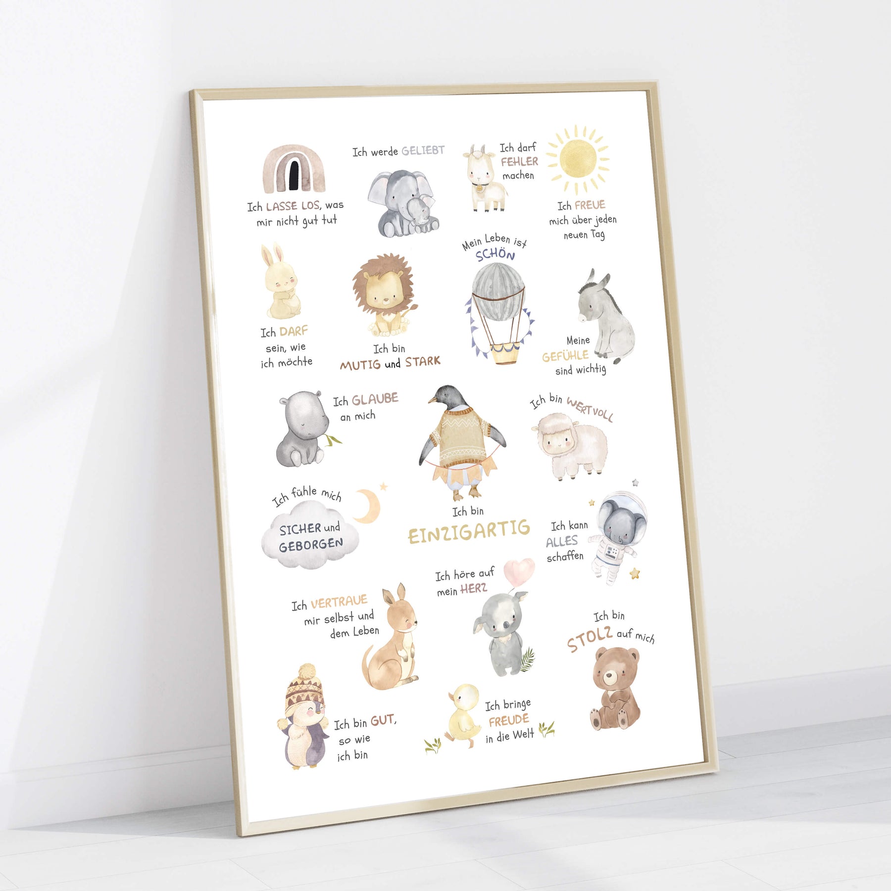Affirmationen für Kinder | Affirmationsposter fürs Kinderzimmer | positive Glaubenssätze | DIN A4, B2 | boho | Lernposter pos. Mindset