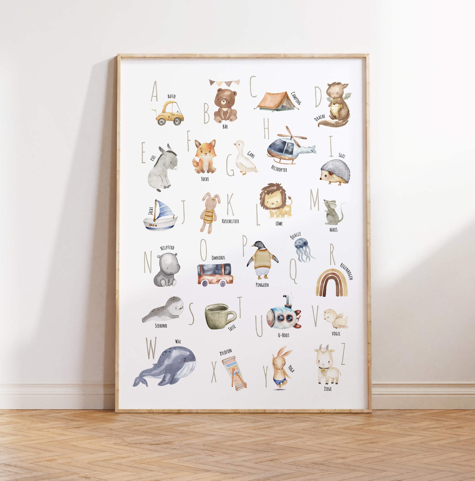 Set Alphabet- und Zahlen-Poster im Boho Stil | ABC und Nummern-Bild fürs Kinderzimmer | Lernposter in DIN A4 und B2 | toll als Geschenk