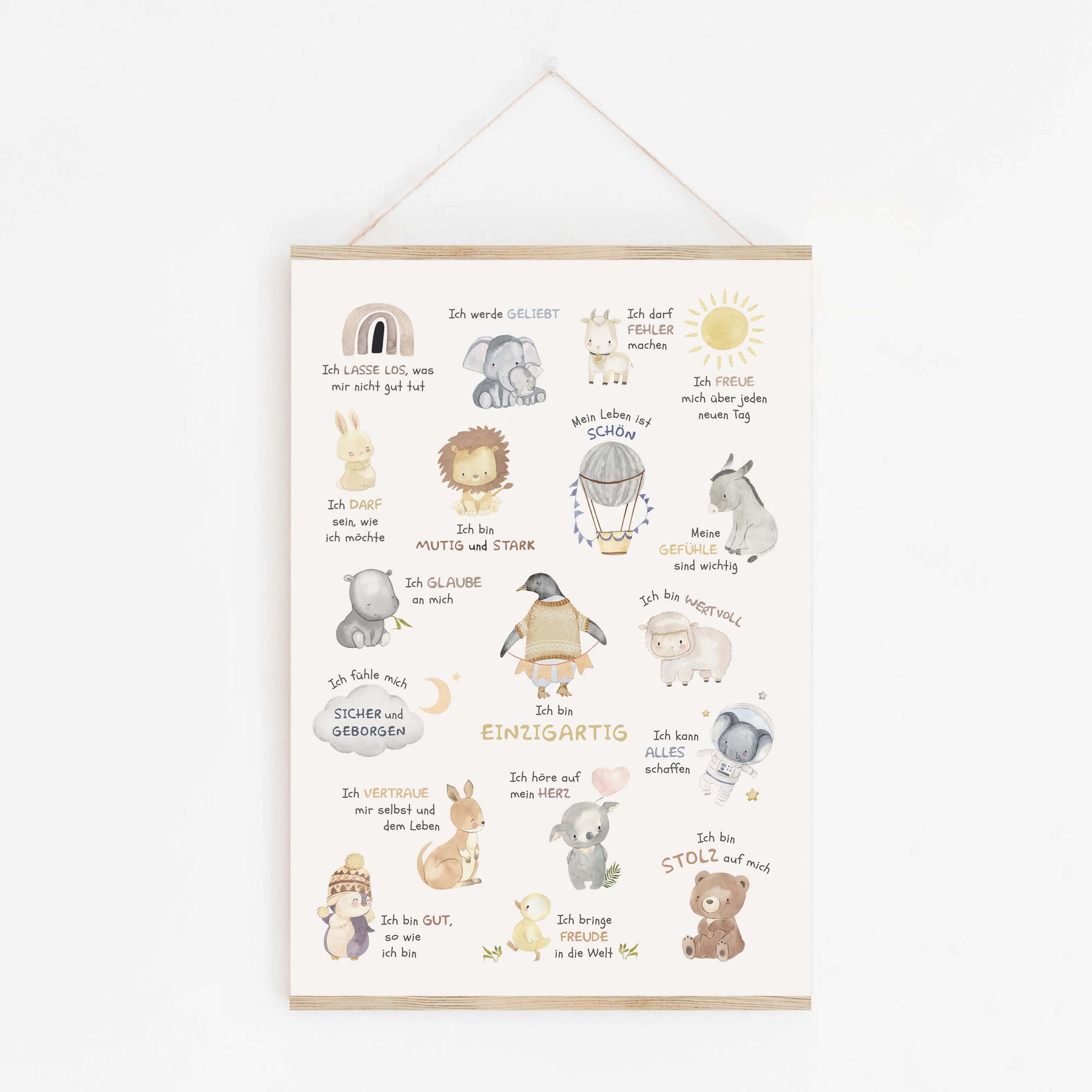 Affirmationen für Kinder | Affirmationsposter fürs Kinderzimmer | positive Glaubenssätze | DIN A4, B2 | boho | Lernposter pos. Mindset