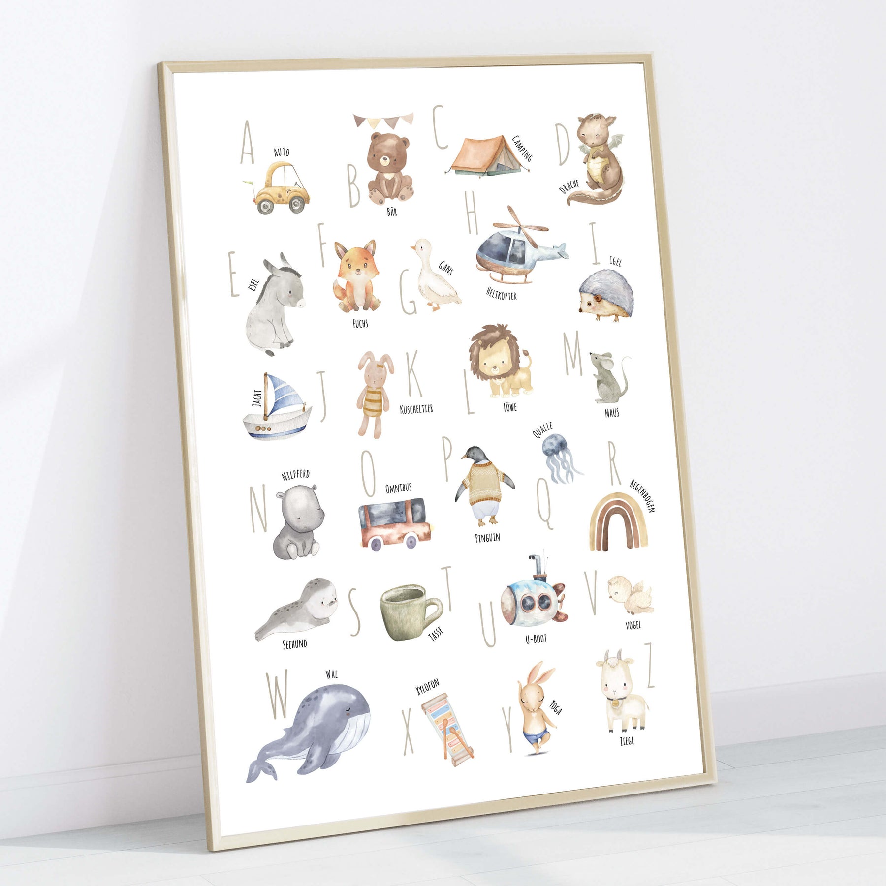 Set Alphabet- und Zahlen-Poster im Boho Stil | ABC und Nummern-Bild fürs Kinderzimmer | Lernposter in DIN A4 und B2 | toll als Geschenk