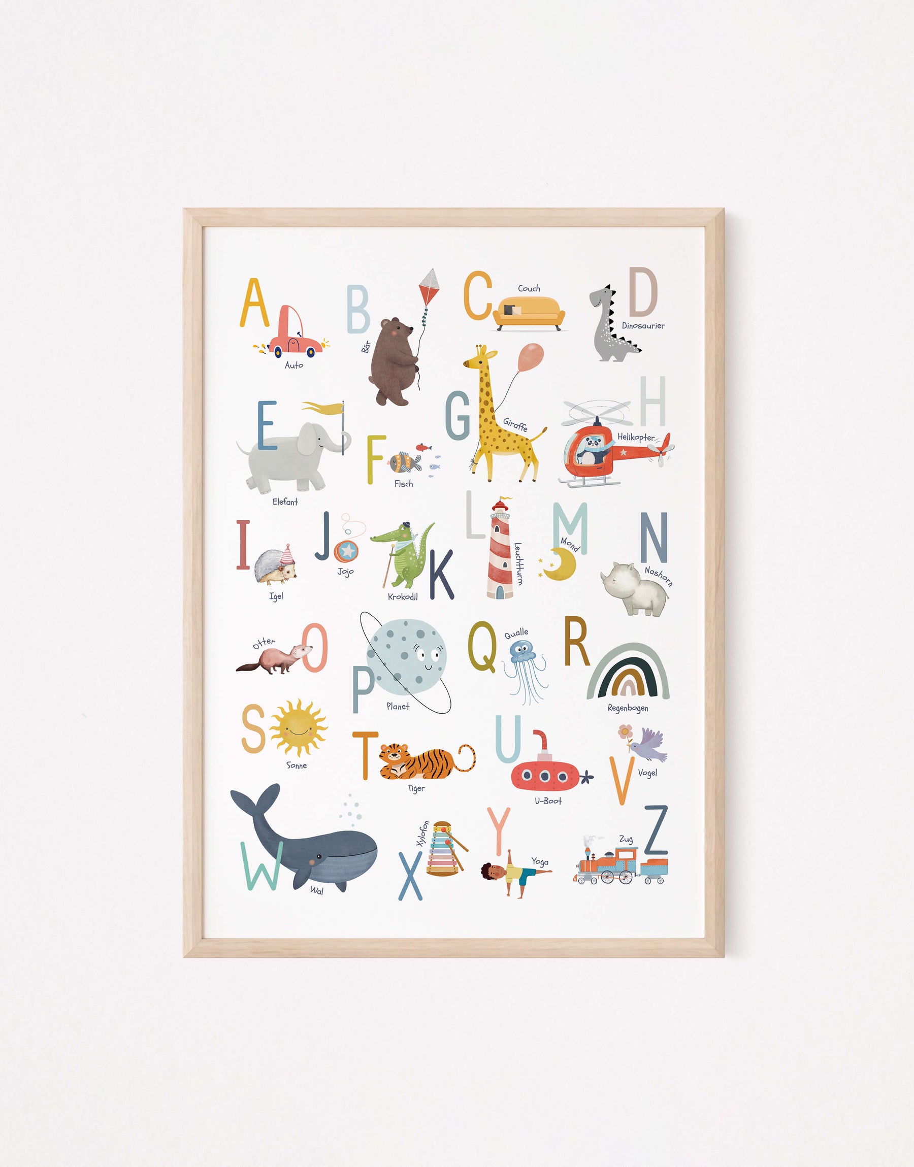 Alphabet-Poster mit süßen Motiven | ABC-Poster fürs Kinderzimmer | Lernposter in DIN B2 und A4 - auch toll als Geschenk