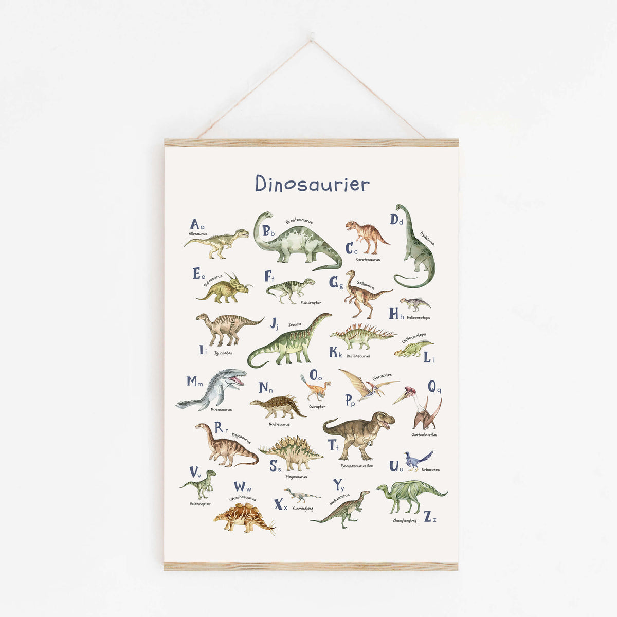 Dinosaurier-Poster mit Alphabet | ABC-Poster für Dinofans | Alphabetposter in B2 und A4 - auch toll als Geschenk