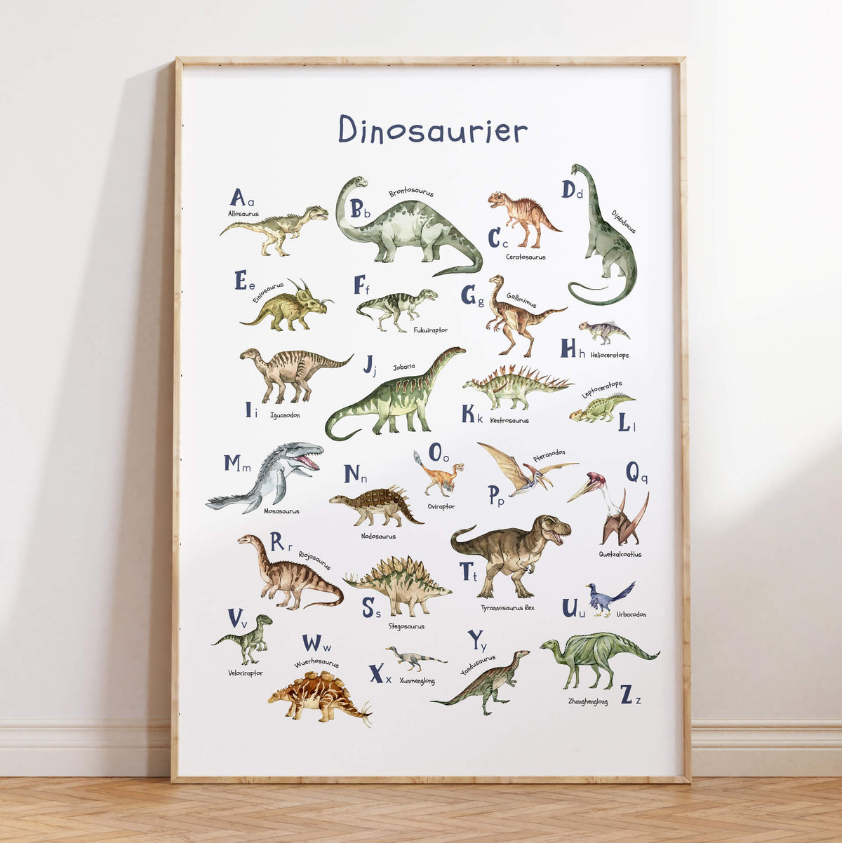 Dinosaurier-Poster mit Alphabet | ABC-Poster für Dinofans | Alphabetposter in B2 und A4 - auch toll als Geschenk