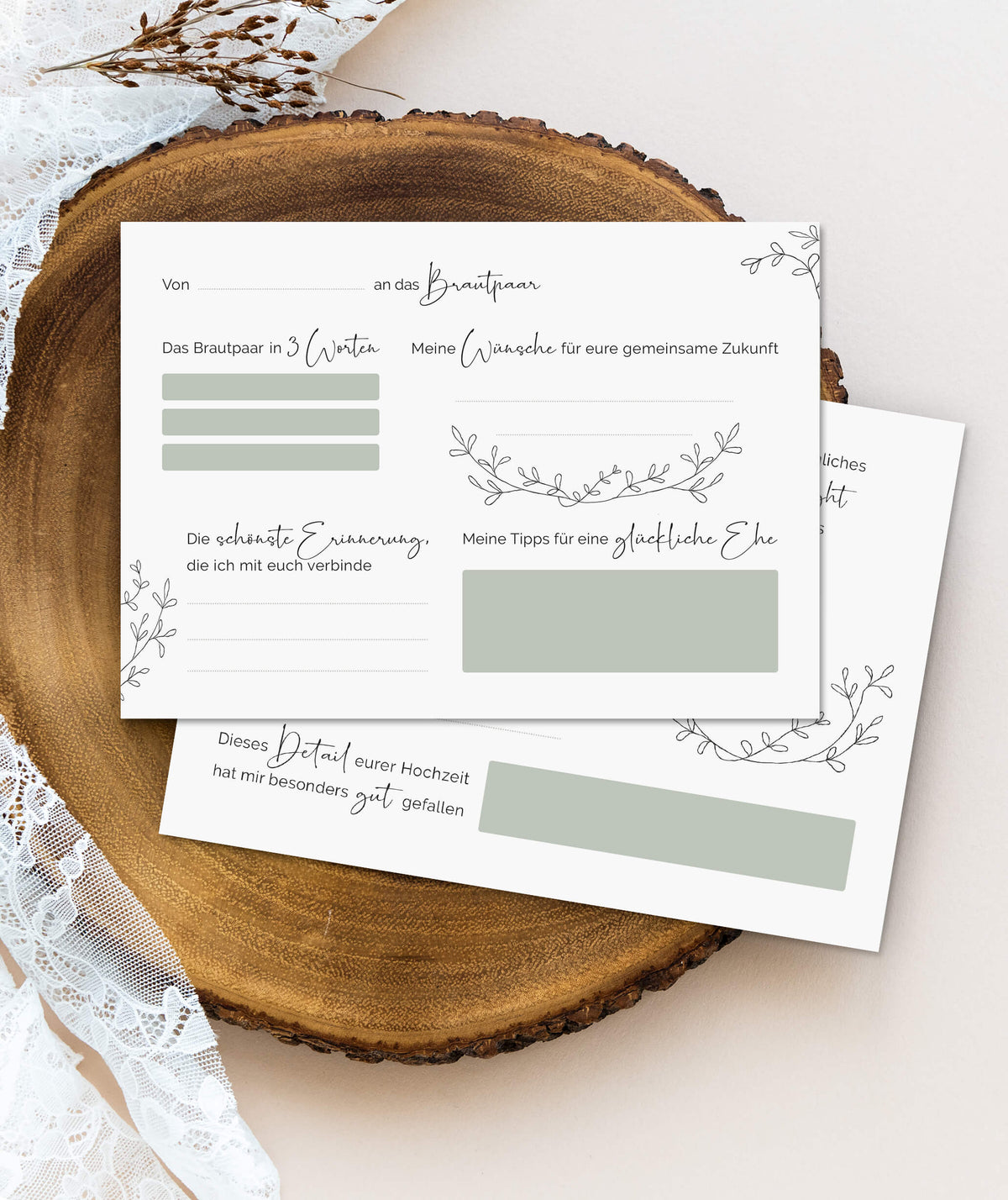 10 Gästebuch-Karten für die Hochzeit in DIN A6