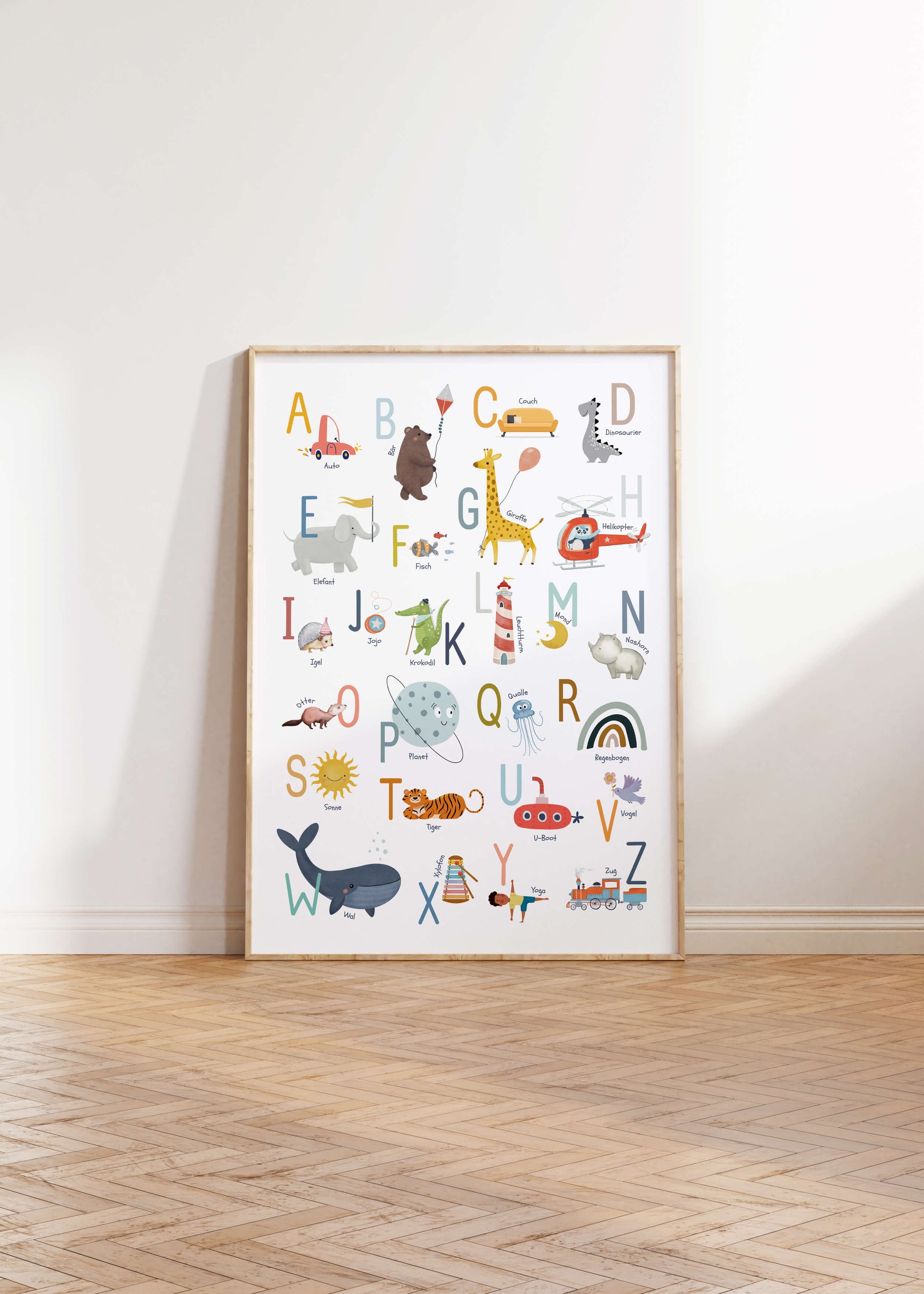 Alphabet-Poster mit süßen Motiven | ABC-Poster fürs Kinderzimmer | Lernposter in DIN B2 und A4 - auch toll als Geschenk
