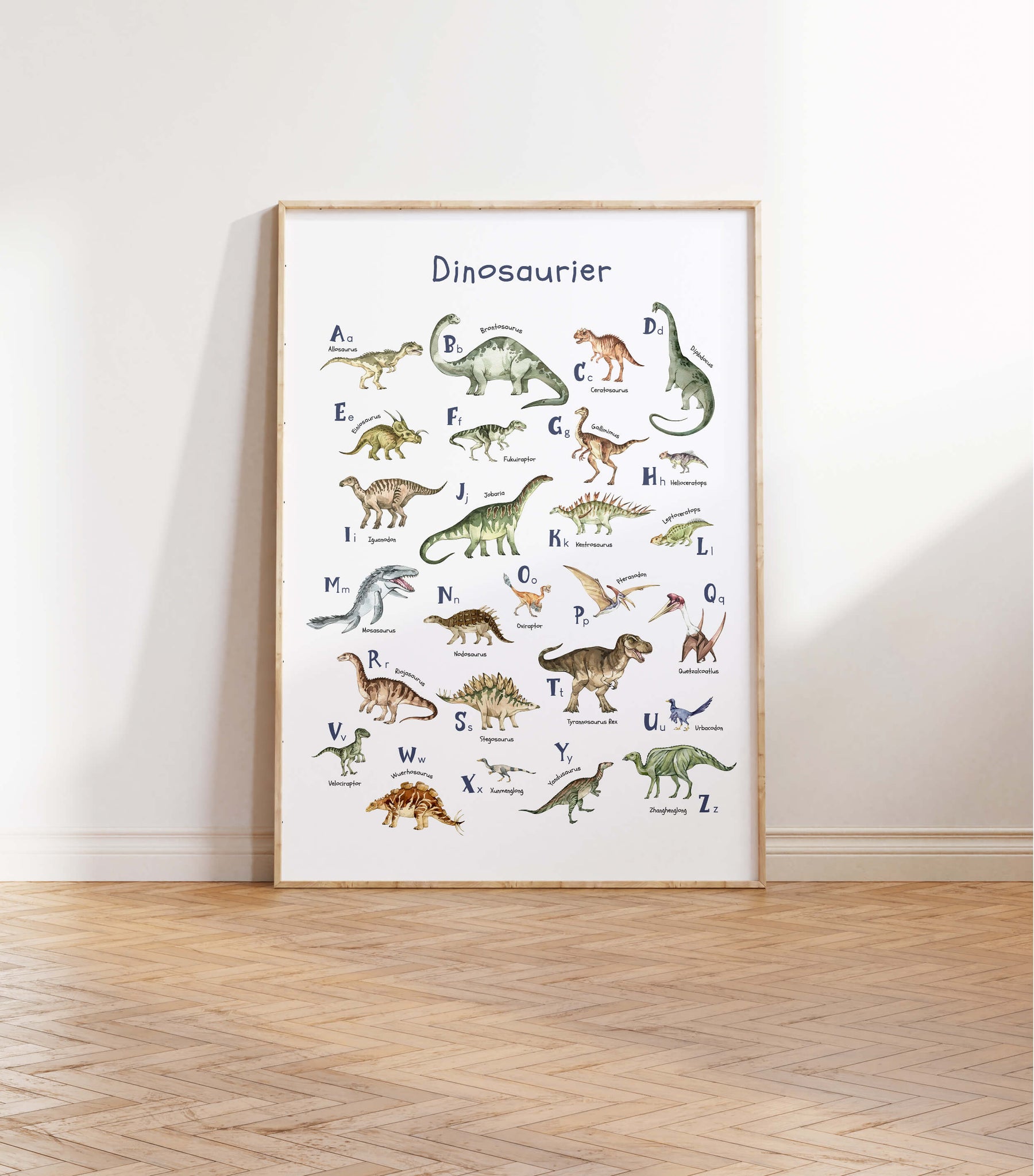 Dinosaurier-Poster mit Alphabet | ABC-Poster für Dinofans | Alphabetposter in B2 und A4 - auch toll als Geschenk