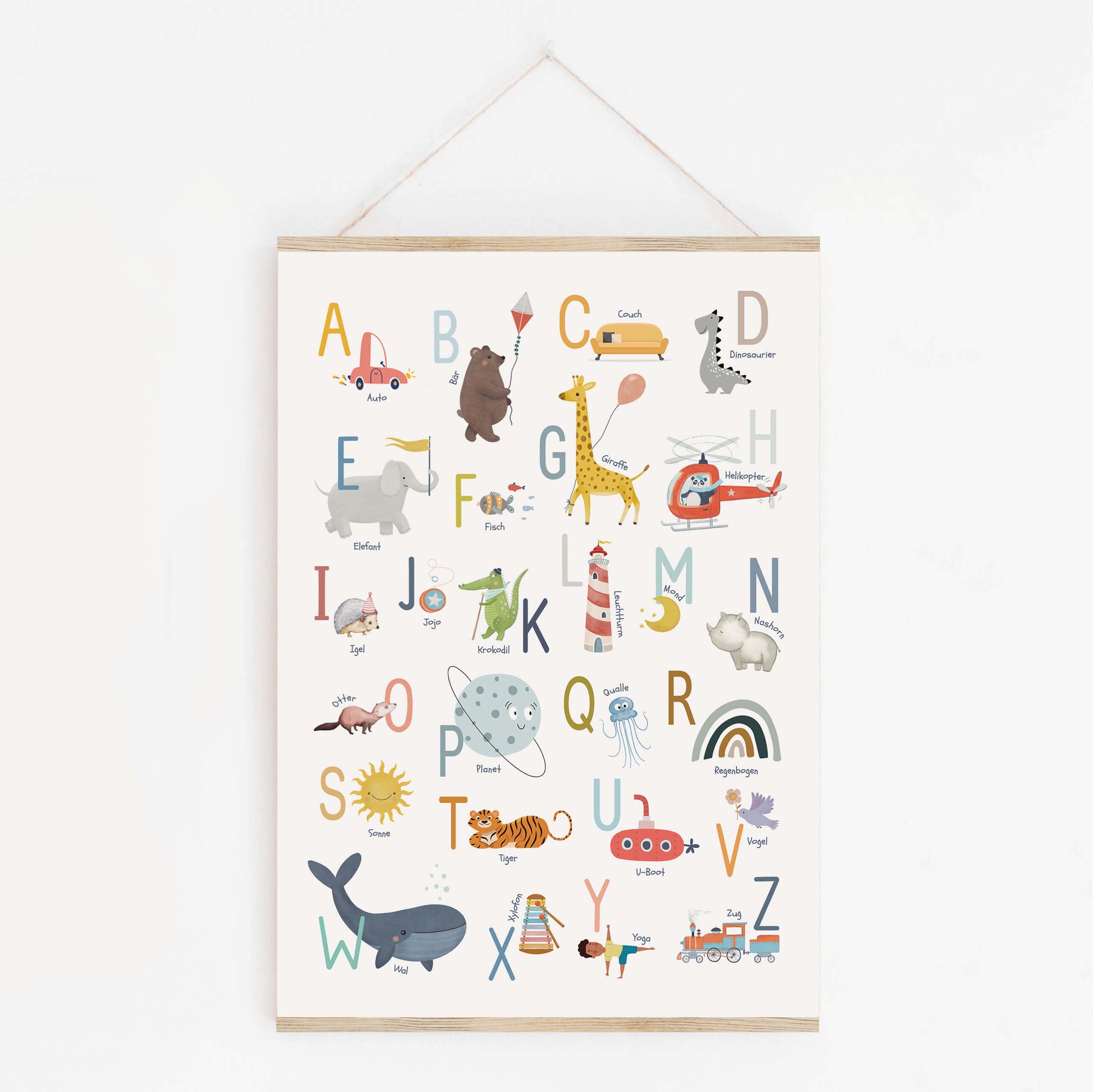 Alphabet-Poster mit süßen Motiven | ABC-Poster fürs Kinderzimmer | Lernposter in DIN B2 und A4 - auch toll als Geschenk