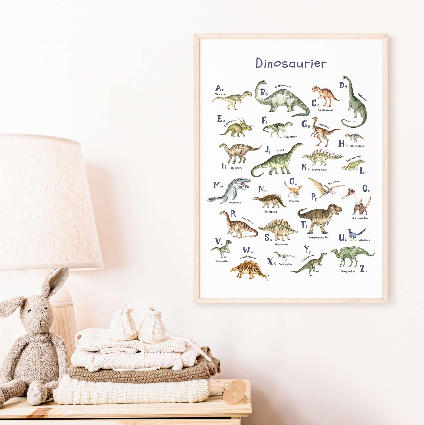 Dinosaurier-Poster mit Alphabet | ABC-Poster für Dinofans | Alphabetposter in B2 und A4 - auch toll als Geschenk