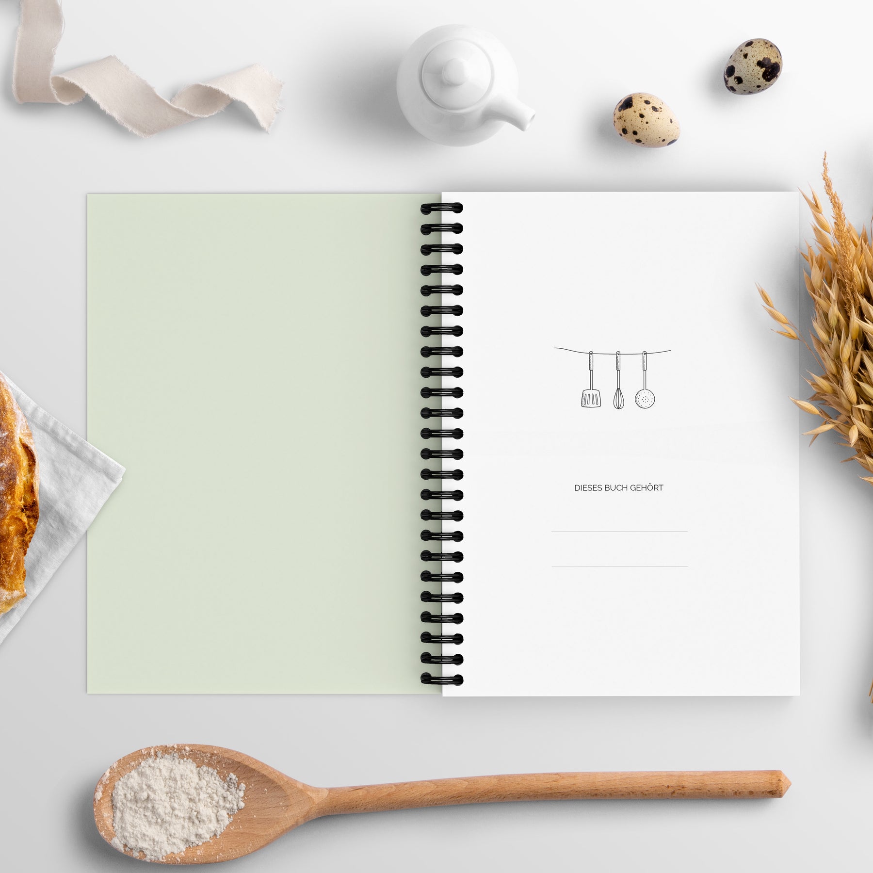Rezeptbuch A5 für die eigene Rezeptsammlung, Farbe Salbei