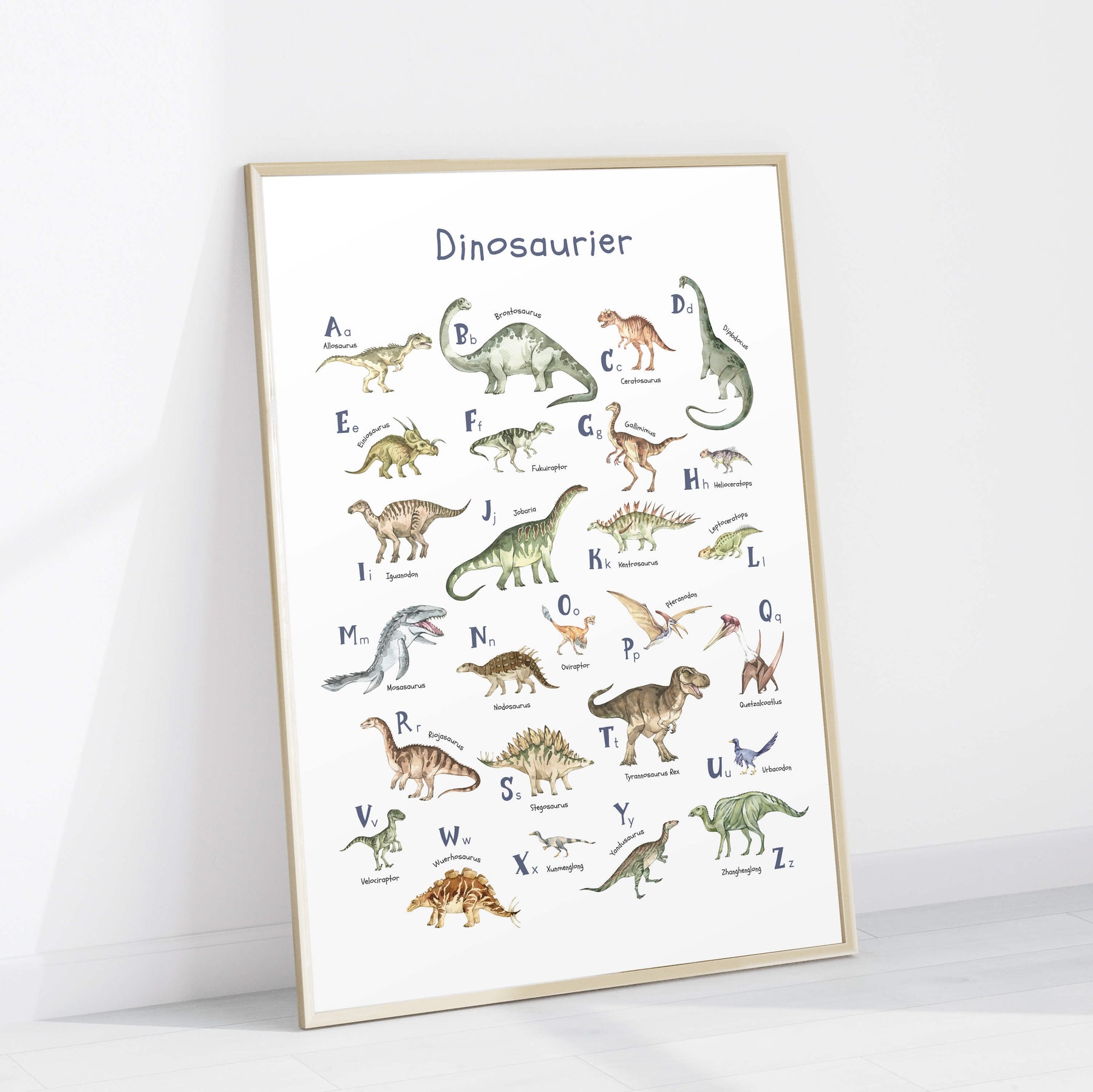 Dinosaurier-Poster mit Alphabet | ABC-Poster für Dinofans | Alphabetposter in B2 und A4 - auch toll als Geschenk