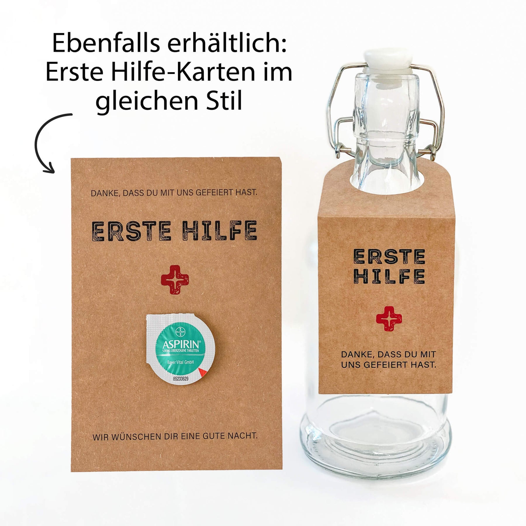 10 Erste Hilfe-Flaschenanhänger für den "Morgen danach" aus festem Kraftpapierkarton