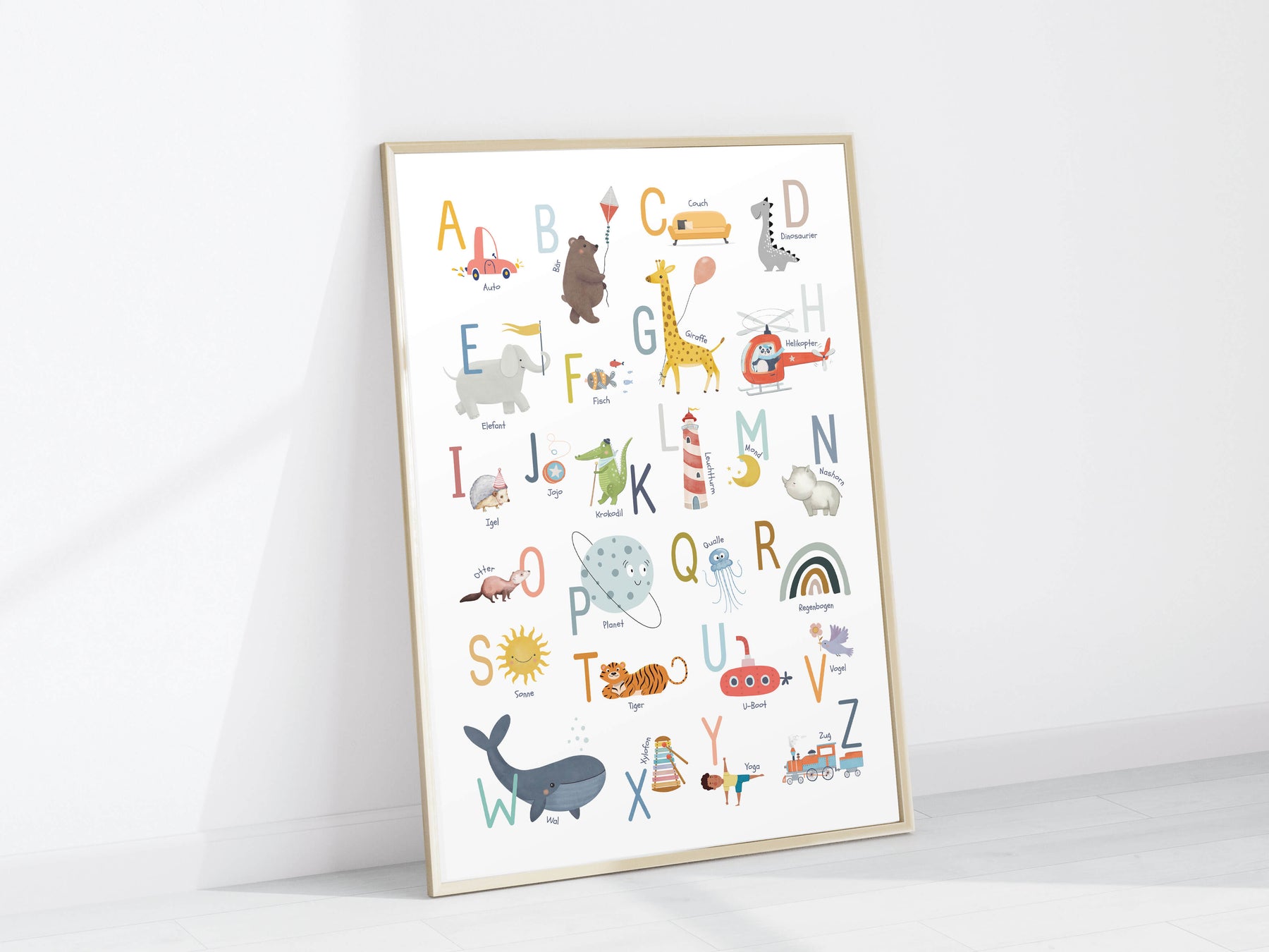 Alphabet-Poster mit süßen Motiven | ABC-Poster fürs Kinderzimmer | Lernposter in DIN B2 und A4 - auch toll als Geschenk