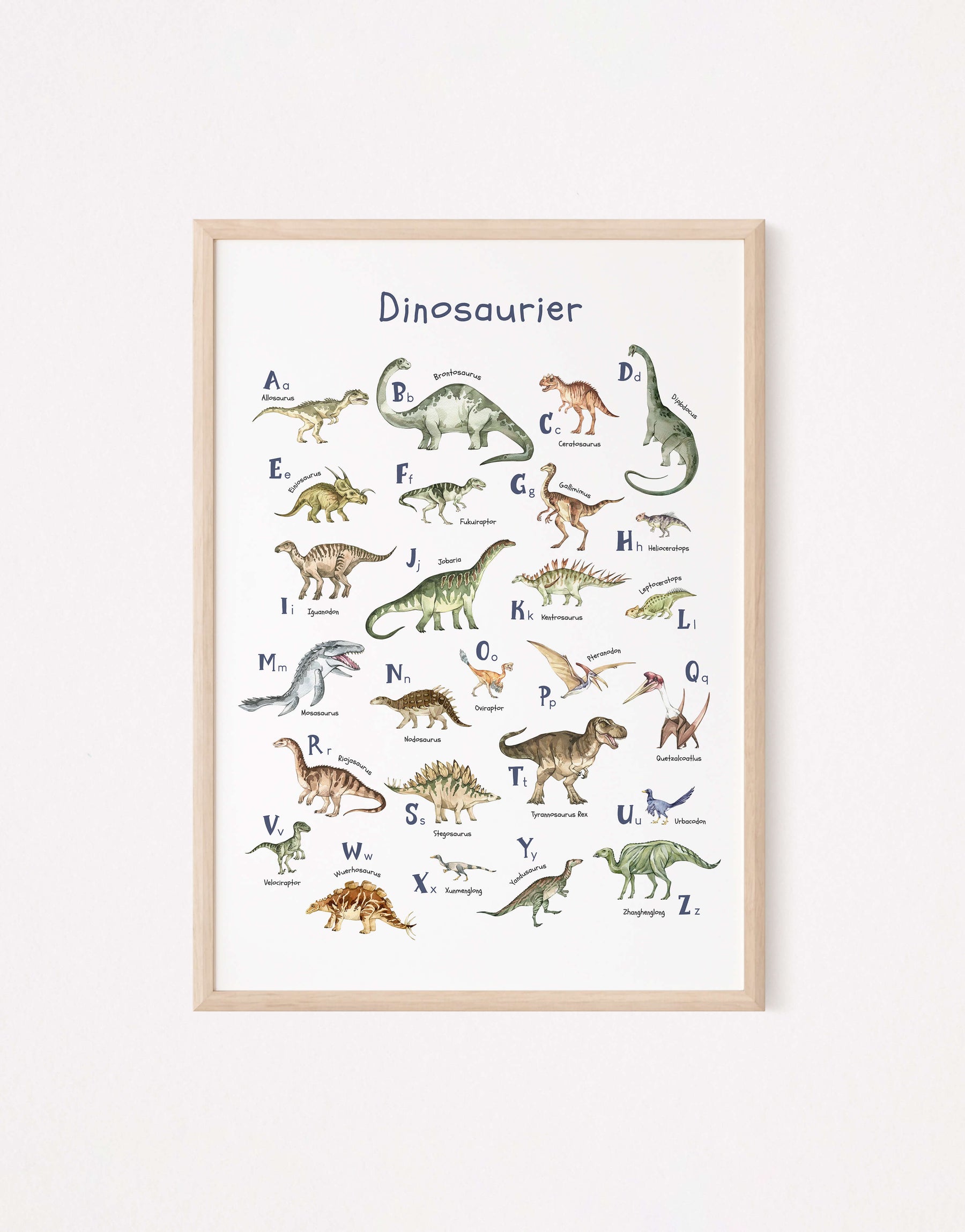 Dinosaurier-Poster mit Alphabet | ABC-Poster für Dinofans | Alphabetposter in B2 und A4 - auch toll als Geschenk