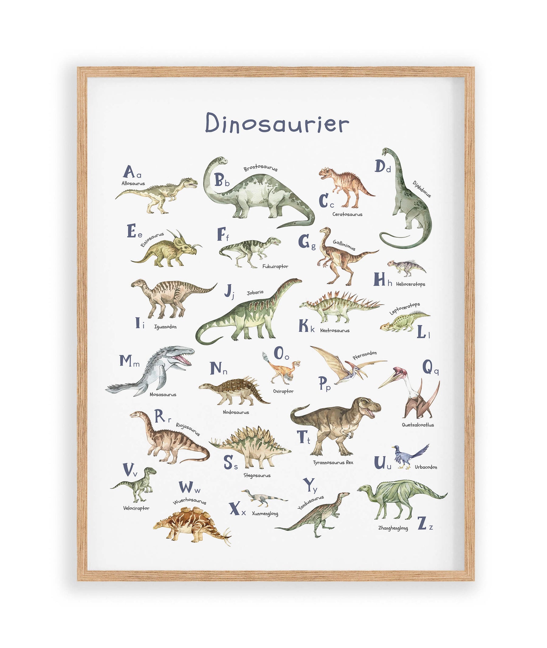 Dinosaurier-Poster mit Alphabet | ABC-Poster für Dinofans | Alphabetposter in B2 und A4 - auch toll als Geschenk