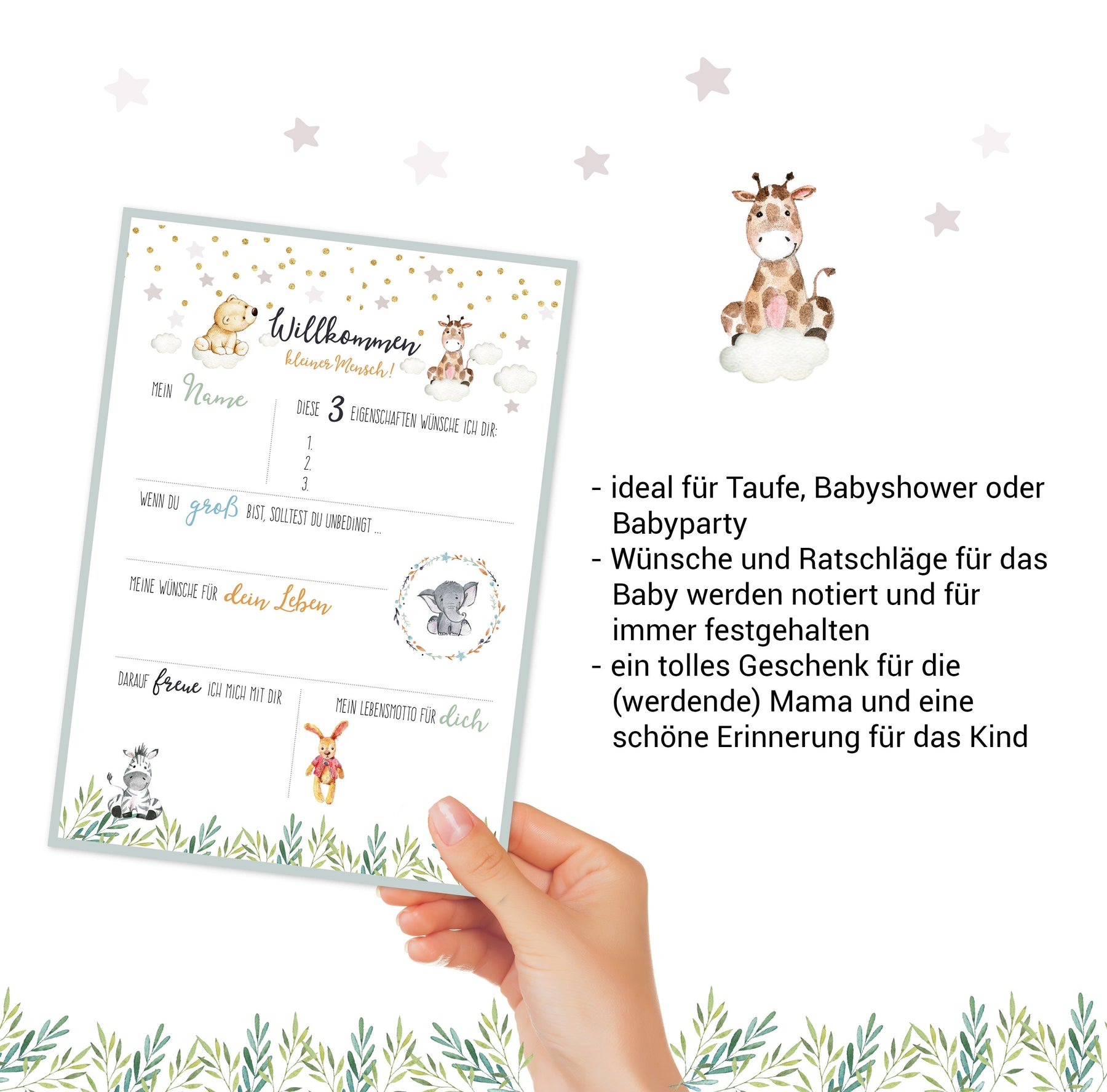 10 Gästebuch-Karten zur Taufe