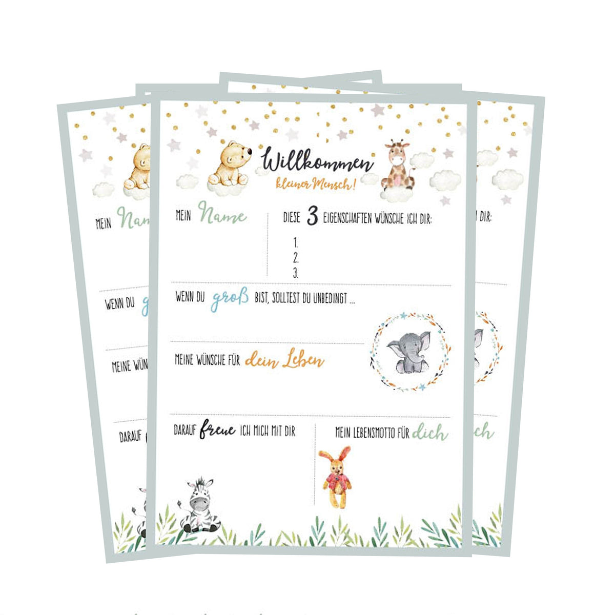 10 Gästebuch-Karten zur Taufe