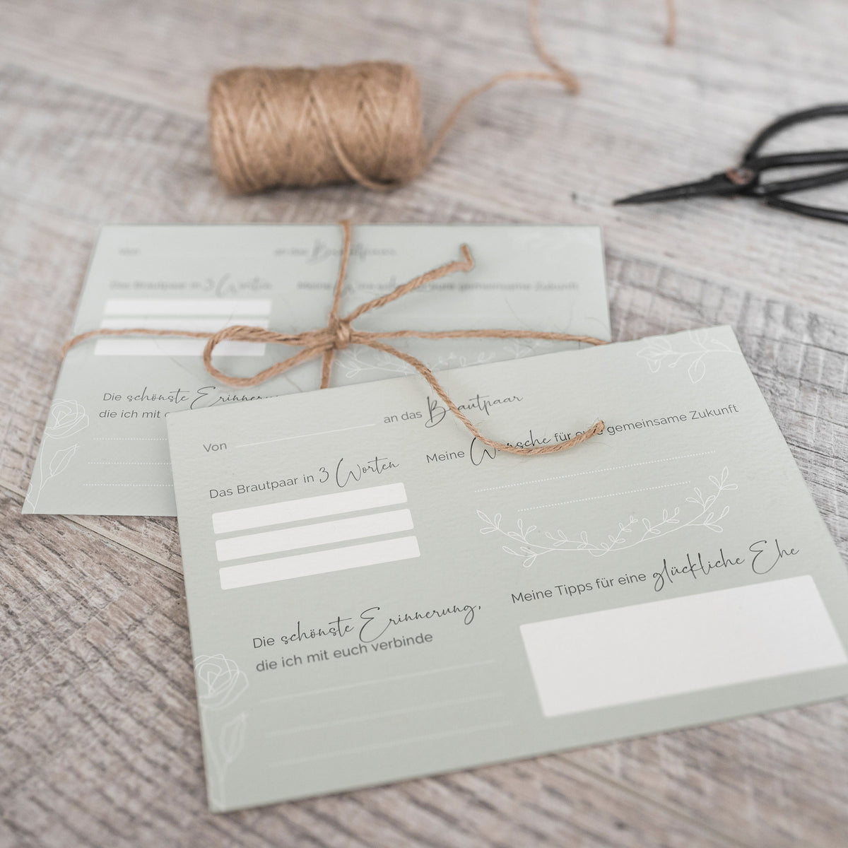 10 Gästebuch-Karten für die Hochzeit in DIN A6 | Farbe salbei