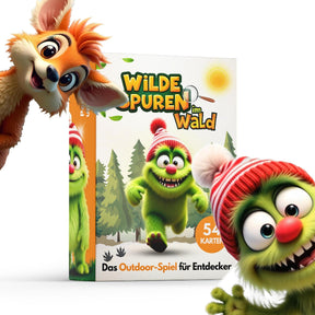 Wilde Spuren im Wald – Outdoor Suchspiel als Kartenspiel & Lernspiel für Kinder & Familien – Entdecke Natur, erlebe Abenteuer, löse Rätsel & finde Schätze bei jedem Spaziergang! Ab 5 Jahren
