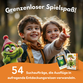 Wilde Spuren im Wald – Outdoor Suchspiel als Kartenspiel & Lernspiel für Kinder & Familien – Entdecke Natur, erlebe Abenteuer, löse Rätsel & finde Schätze bei jedem Spaziergang! Ab 5 Jahren