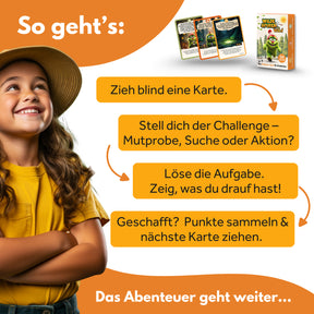 Wilde Spuren im Wald – Outdoor Suchspiel als Kartenspiel & Lernspiel für Kinder & Familien – Entdecke Natur, erlebe Abenteuer, löse Rätsel & finde Schätze bei jedem Spaziergang! Ab 5 Jahren
