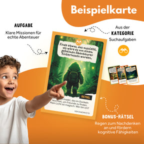 Wilde Spuren im Wald – Outdoor Suchspiel als Kartenspiel & Lernspiel für Kinder & Familien – Entdecke Natur, erlebe Abenteuer, löse Rätsel & finde Schätze bei jedem Spaziergang! Ab 5 Jahren