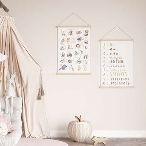 Set Alphabet- und Zahlen-Poster im Boho Stil | ABC und Nummern-Bild fürs Kinderzimmer | Lernposter in DIN A4 und B2 | toll als Geschenk