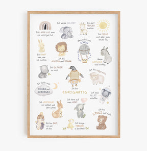 Affirmationen für Kinder | Affirmationsposter fürs Kinderzimmer | positive Glaubenssätze | DIN A4, B2 | boho | Lernposter pos. Mindset