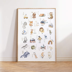 Set Alphabet- und Zahlen-Poster im Boho Stil | ABC und Nummern-Bild fürs Kinderzimmer | Lernposter in DIN A4 und B2 | toll als Geschenk