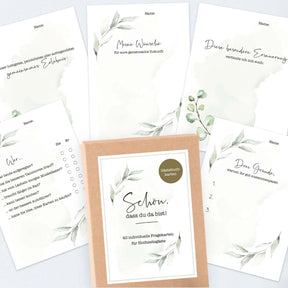 40 Gästebuch Karten für die Hochzeit mit Box | DIN A6 Postkartengröße | Greenery und Eukalyptus