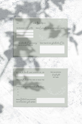 10 Gästebuch-Karten für die Hochzeit in DIN A6 | Farbe salbei