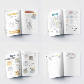 Mal- und Rätselheft zur Hochzeit für Kinder mit selbst personalisierbarem Cover | optional mit 6 Buntstiften | Gastgeschenk | Boho | DIN A5