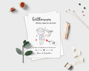 Mal- und Rätselheft zur Hochzeit für Kinder mit selbst personalisierbarem Cover | optional mit 6 Buntstiften | Gastgeschenk | Boho | DIN A5
