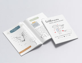 Mal- und Rätselheft zur Hochzeit für Kinder mit selbst personalisierbarem Cover | optional mit 6 Buntstiften | Gastgeschenk | Boho | DIN A5