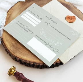 10 Gästebuch-Karten für die Hochzeit in DIN A6 | Farbe salbei