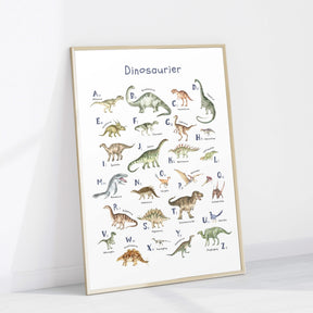 Dinosaurier-Poster mit Alphabet | ABC-Poster für Dinofans | Alphabetposter in B2 und A4 - auch toll als Geschenk