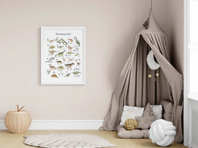 Dinosaurier-Poster mit Alphabet | ABC-Poster für Dinofans | Alphabetposter in B2 und A4 - auch toll als Geschenk