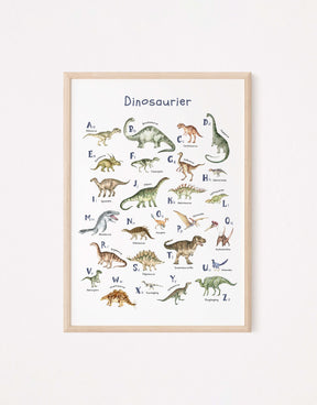Dinosaurier-Poster mit Alphabet | ABC-Poster für Dinofans | Alphabetposter in B2 und A4 - auch toll als Geschenk