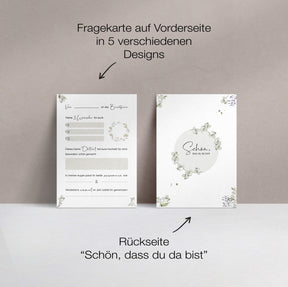 50 Gästebuch Karten für die Hochzeit mit Box | 5 verschiedene Designs | für alle Paare | Greenery & Eukalyptus Look
