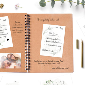 40 Gästebuch Karten für die Hochzeit mit Box | DIN A6 Postkartengröße | Greenery und Eukalyptus