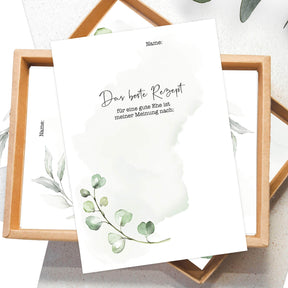40 Gästebuch Karten für die Hochzeit mit Box | DIN A6 Postkartengröße | Greenery und Eukalyptus