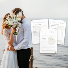 50 Gästebuch Karten für die Hochzeit mit Box | 5 verschiedene Designs | für alle Paare | Greenery & Eukalyptus Look