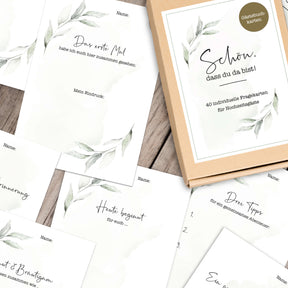 40 Gästebuch Karten für die Hochzeit mit Box | DIN A6 Postkartengröße | Greenery und Eukalyptus