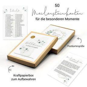 50 Meilensteinkarten Baby im Greenery-Stil