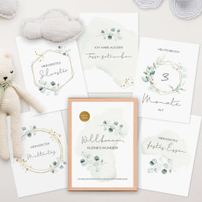50 Meilensteinkarten Baby im Greenery-Stil